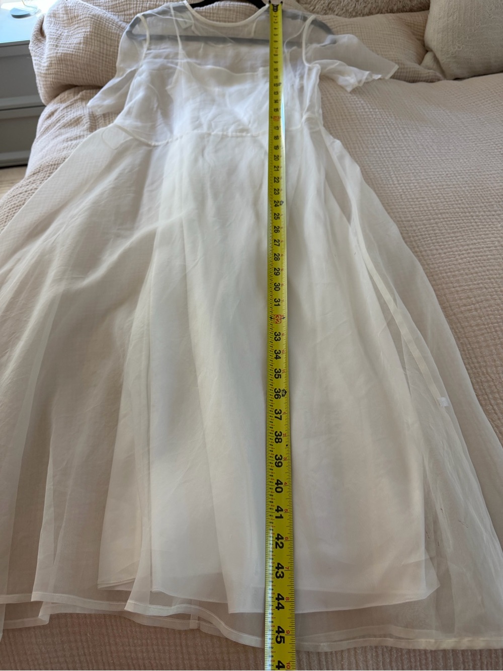 Mansur Gavriel White Sheer Midi Dress with Slip - Picture 10 of 10
